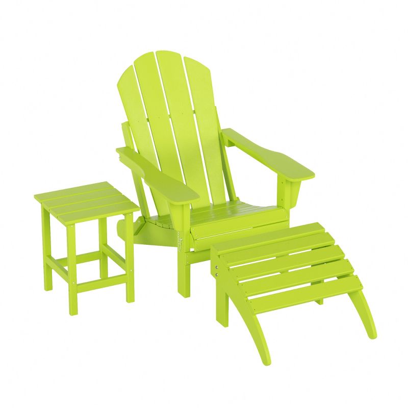 WestinTrends Malibu HDPE Outdoor Patio Folding Poly Adirondack Chair with Ottoman and Side Table (3-Piece), 1 of 7
