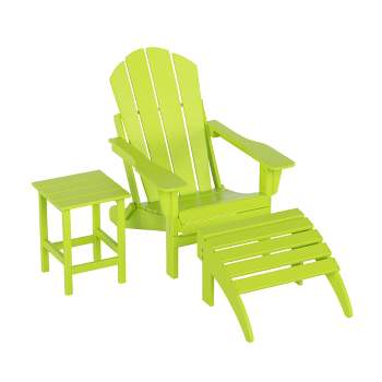 WestinTrends Malibu HDPE Outdoor Patio Folding Poly Adirondack Chair with Ottoman and Side Table (3-Piece)