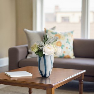 Modern Decorative Vase - Handcrafted Glass with Curved Silhouette - Decorative Accent for Home, Office, Bedroom, or Living Room Decor - Blue - 1 of 4