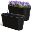 2 Pack Tall Oval Planter Box with Wheels Modern Flower Pots with Water Level & Removable Insert Bucket for Outdoor Patio, Garden, Window - 2 of 4