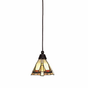 Toltec Lighting Any 1 - Light Pendant in  Dark Granite with 7" Zion Art Glass Shade - 1 of 1
