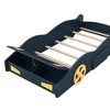 Twin Size Platform Bed Frame, Race Car-Shaped Bed Frame With Wheels, Storage Wood Slat Support Platform Bed - 4 of 4