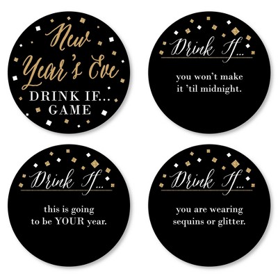 Big Dot of Happiness Drink If New Year's Eve - Gold - New Years Eve Party Game - Set of 24