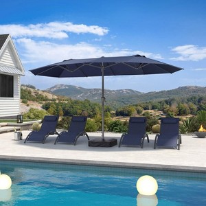 PURPLE LEAF 14ft Patio Market Umbrella and Base Double-Sided Rectangle Outdoor Table Sun Umbrellas with Crank - 1 of 1