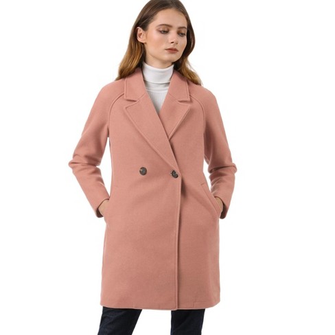 Allegra K Women's Double Breasted Notched Lapel Winter Long Coat :  : Clothing, Shoes & Accessories