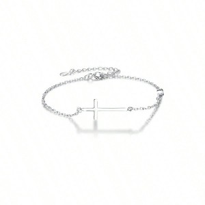 Sterling Silver Cross Bracelet for Women, Chain with Cross, Good Faith, Confirmation, Anniversary, Birthday - 1 of 4