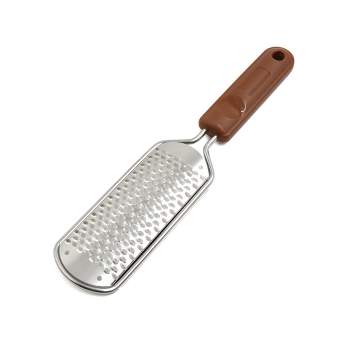 Unique Bargains Stainless Steel Blade Cracked Skin Foot Care Pedicure Cuticle Scrubber File Rasp 11.1" x 2.4" x 0.4" Brown 1pc