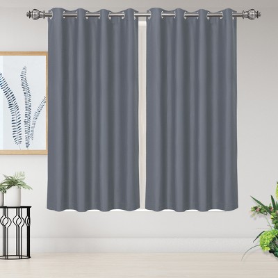 2 Pcs Solid Blockout Thermal Insulated Grommet Curtain Panels - PiccoCasa
