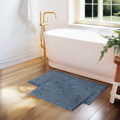 Soft Absorbent Chenille Bath Mat Rug with Anti-Skid Rubber Backing - Becky Cameron