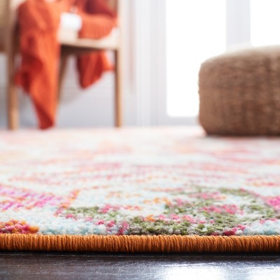 Ivory and Orange Geometric Flat Woven Area Rug