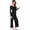 Anna-Kaci Women's Wide-Leg Lounge Set with Elastic Waist and Drawstring Closure- Black,Small - 3 of 4