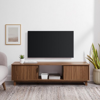 SUGIFT Modern Fluted-Door Minimalist TV Stand for TVs up to 65/80 inches