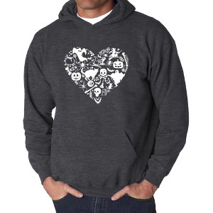 LA Pop Art Halloween Heart - Men's Word Art Hooded Sweatshirt - 1 of 4