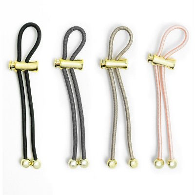 Pulleez Pony Party Set of 4 Variety Pack Gold Metalized Charms Hair Tie, 1 each