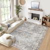 6x9 Blue Vintage Floral Washable Rug, Distressed Low Pile Indoor Carpet, Stain-Resistant Non-Slip Soft Floor Cover for Living Room, Bedroom, Dining - 2 of 4
