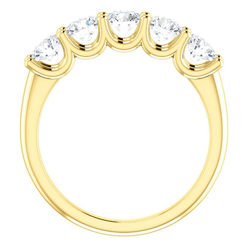 Pompeii3 1 1/2 Ct Diamond Five Stone Wedding Ring 14k Yellow Gold EX3 Lab Created, 3 of 6