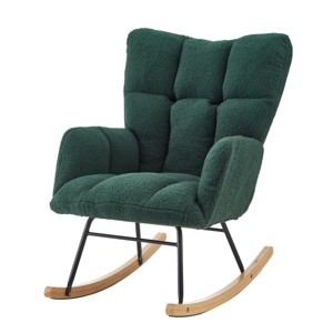 TopComfy Accent Chairs Soft Chair Glider Chair Tufted Upholstered Teddy Fabric Rocking Chair Accent Chair for Living Room, Green, 28.5"*27.2"*11.5" - 1 of 4