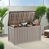 Naysaye Deck Boxes, 150 Gal Outdoor Storage Deck Box, Small Patio Storage Bin for Garden Tools, Brown, 54.25"*26.5"*28.74" - 4 of 4
