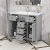 36" Solid Wood Frame Bathroom Vanity with Ceramic Sink, Two Cabinets, and Five Drawers - ModernLuxe - 2 of 4