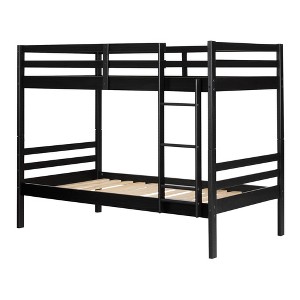 Twin Fakto Solid Wood Kids' Bunk Beds Matte Black - South Shore: Modern Twin Over Twin, Unupholstered, No Box Spring Needed - 1 of 4