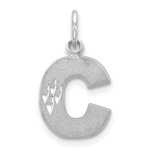 Black Bow Jewelry 14k White Gold, Julia Collection, Small Satin Block Initial C Pendant - 1 of 4