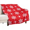 DSANE Red White Snowflakes Christmas Christmas Throw Blanket Soft Fleece Christmas Blanket Cozy Flannel Throw for Couch Bed - 3 of 4