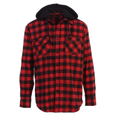 Gioberti Men's Removable Hoodie Plaid Checkered Flannel Shirt