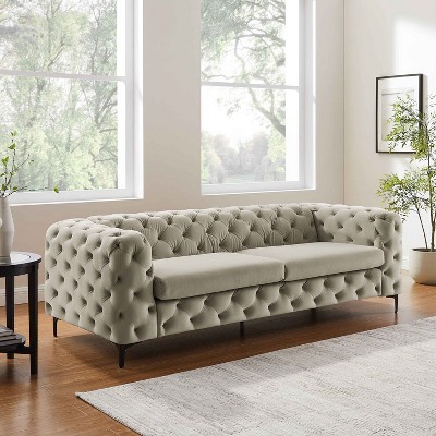 MINIMORE Modern Style Ghaleb 93.3"W  3Seater Square Arms Chesterfield Sofa