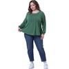 Agnes Orinda Women's Plus Size Pleated Crew Neck Long Sleeve Dressy Casual Trendy Blouses - 3 of 4