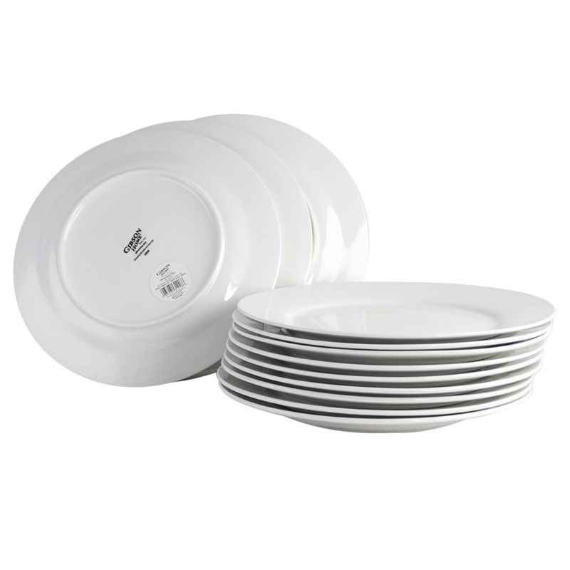Gibson Home Noble Court 12 Piece Dinner Plate Set in White, 3 of 6