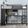NicBex Full/Queen/Twin XL Metal High Loft Bed with Wardrobe,Desk,Safety Guardrail&Shelves,Versatile Gaming Loft for Kids,Teens&Gamers,500lbs Max,Black - 2 of 4