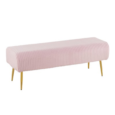 51 Marla Glam Pleated Bench Gold/pink - Lumisource : Target