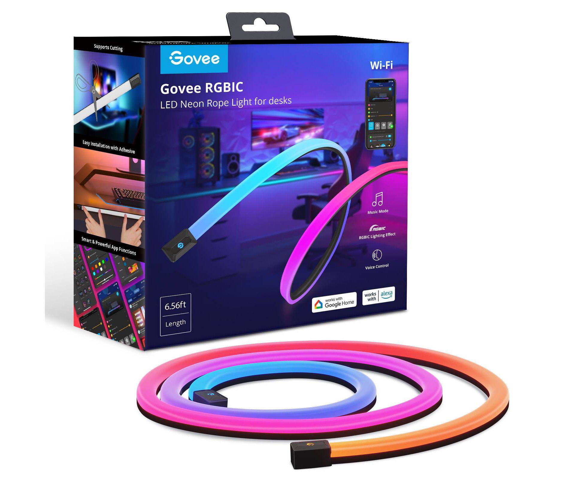 Govee 6.56' Gaming Desk Strip: Home Theater Bias Wi-Fi Light