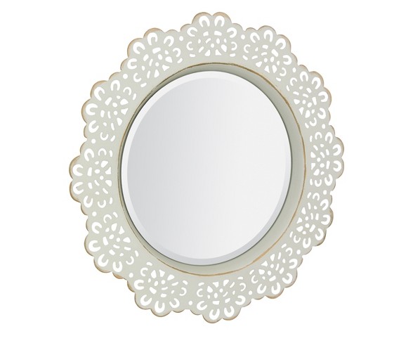 12.5" X 12.5" Metal Lace Wall Mirror Ivory - Stonebriar Collection