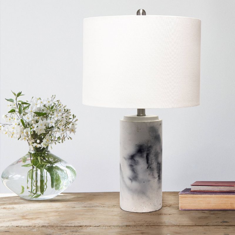 Marbleized Table Lamp with Fabric Shade White - Lalia Home, 5 of 9