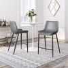 Faux Leather Counter Stool 39.8" H, Dark Gray and Black Finish With Steel Frame, Set of 2 by Zuo Modern - 2 of 4