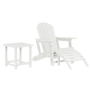 WestinTrends Azura 3-Piece HDPE Plastic Adirondack Patio Chairs With 18" Square Side Table Set - 1 of 4