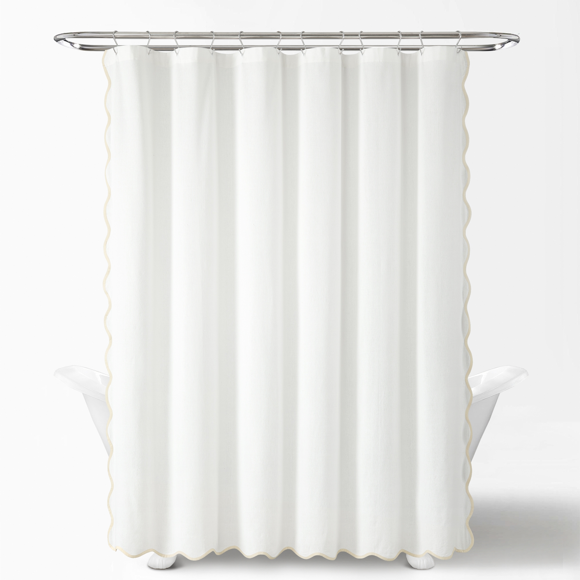 Coastal Chic Scallop Edge Shower Curtain Neutral/White Single 72x72