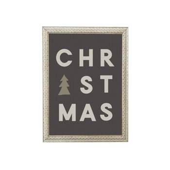8" x 10" Christmas Tree with Letter White/Gold Frame Wall Canvas - Petal Lane