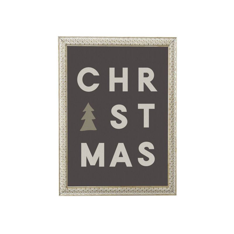 8&#34; x 10&#34; Christmas Tree with Letter White/Gold Frame Wall Canvas - Petal Lane, 1 of 5