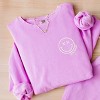 Simply Sage Market S.W.Smiley Embroidered Simple Wink Bold Lightweight Garment Dyed Sweatshirt - 3 of 4