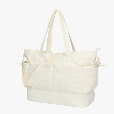Hynes Eagle Quilted Travel Tote-Beige