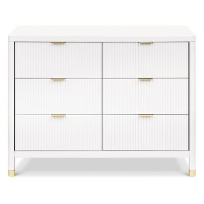 Warm White 6-Drawer Dresser with Gold Accents