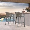 PURPLE LEAF Outdoor Bar Stools Set of 2 Patio Wicker Modern High Bar Chairs Metal Cushioned Barstools with Backs and Ergonomic Armrest - 2 of 4