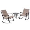 Sonkuki 3 Pieces Patio Bistro Set, Outdoor Funiture Set with 2 Rocking Chairs, Tempered Glass Top Coffee Table and Cushion - 2 of 4