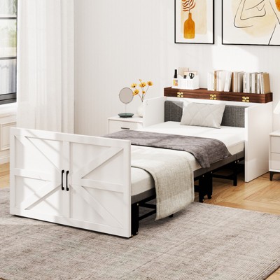 Docred Murphy Cabinet Bed Folding Bed Roll Away Beds with Mattresses Daybed Trundle Apartment Study Room Office Nap Space-Saving Bed for Adult Guest