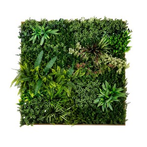 Nearly Natural 38-in x 38-in UV Resistant Madagascar Forest Artificial Living Wall Art Panel in Gold Aluminum Frame (Indoor/Outdoor) - 1 of 3