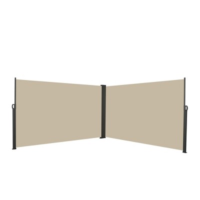Vynxaria 276" x 71" Retractable Side Awning - Beige Privacy Screen Divider