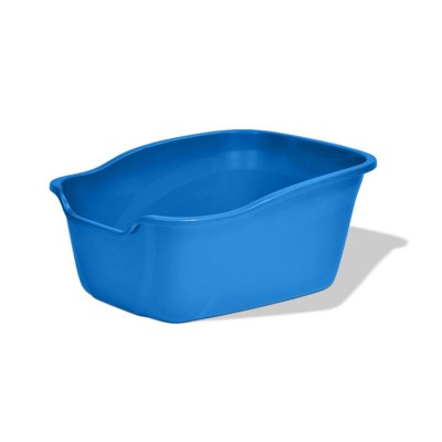 Large Blue High-Sided Plastic Cat Litter Pan