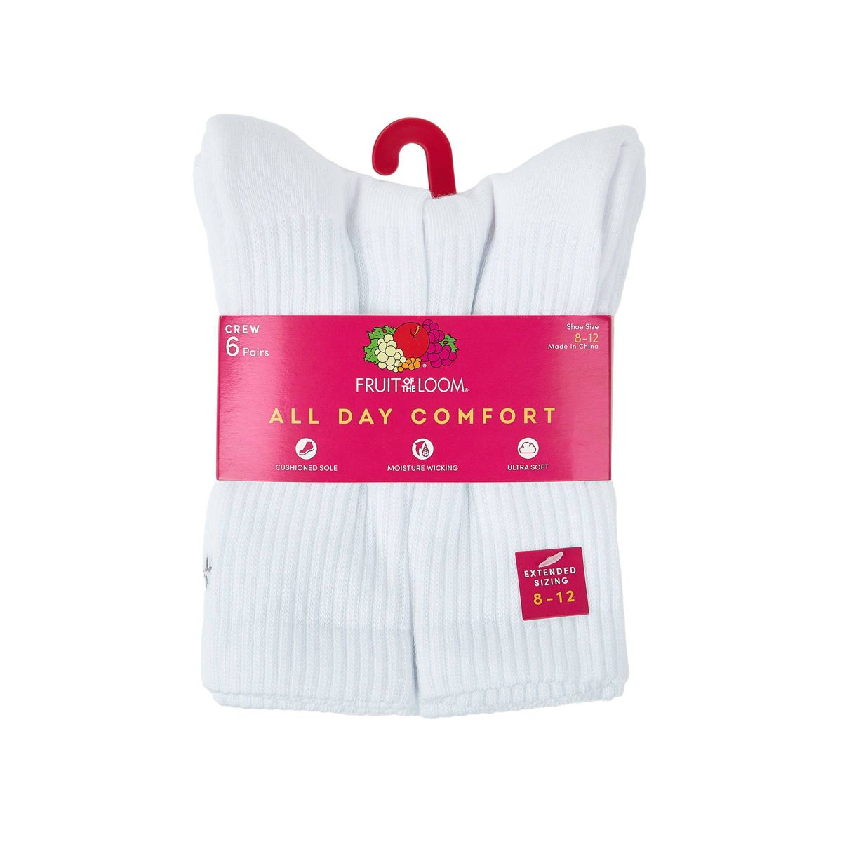 Fruit of the Loom Women's 6pk Comfort Cushion Crew Socks - 8-12 - thumbnail 4